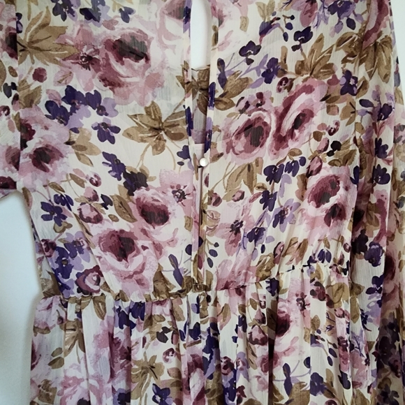 LC Lauren Conrad Runway Collection Purple Floral Peasant Maxi Dress - Picture 7 of 8